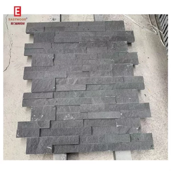 Black Sandstone Cultural Stone Wall Panels For Fireplace Wall Cladding