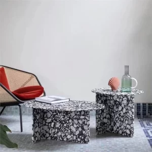 Round Black Terrazzo Side Table