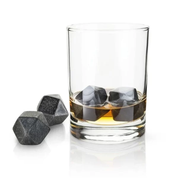 9pcs Black Granite Whiskey Stones Chilling Rocks Reusable Cooling Ice Cubes With Black Velvet Carrying Pouch