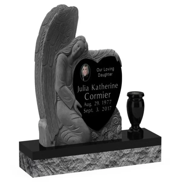 American Black Granite Cemetery Headstone Monument Tombstone With Carving