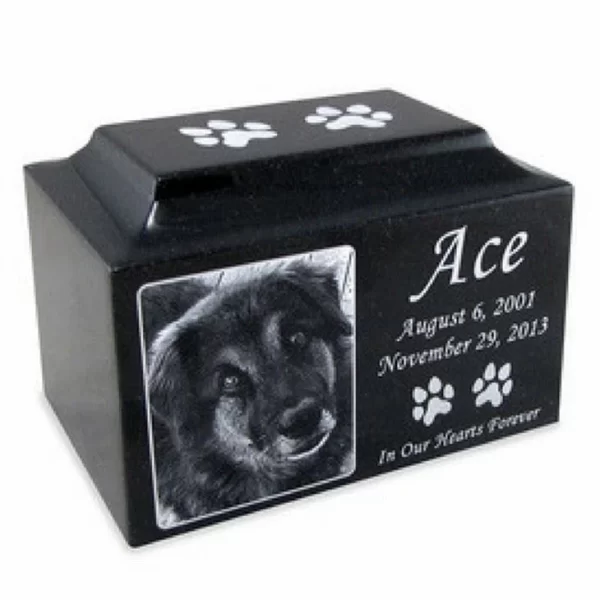 Black Granite Animal Engraved Cremation Urns