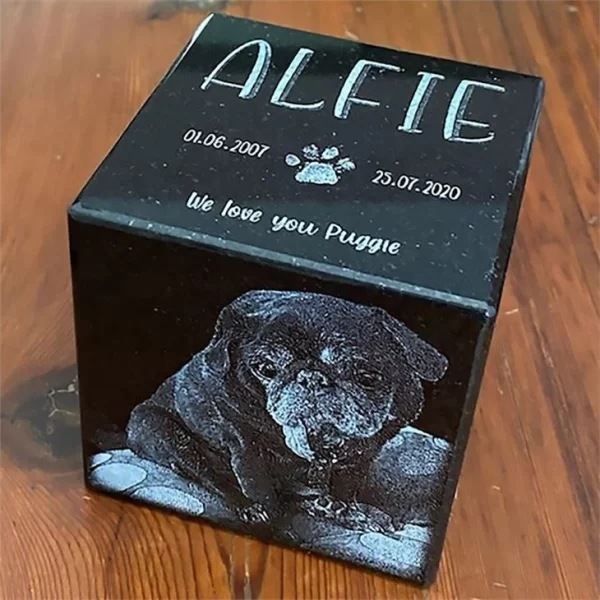 Black Granite Animal Engraved Cremation Urns