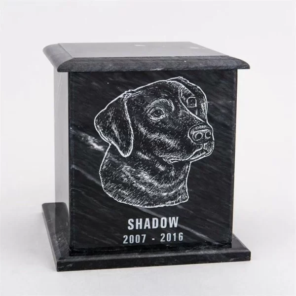 Black Granite Animal Engraved Cremation Urns