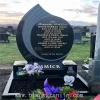 Black Granite Cross Headstone and Gravestone with Gold Lettering