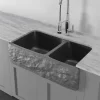 Black Granite Double Bowl Kitchen Sinks