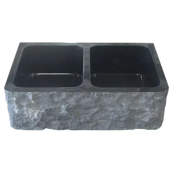 Black Granite Double Bowl Sink for Kitchen and Laundry