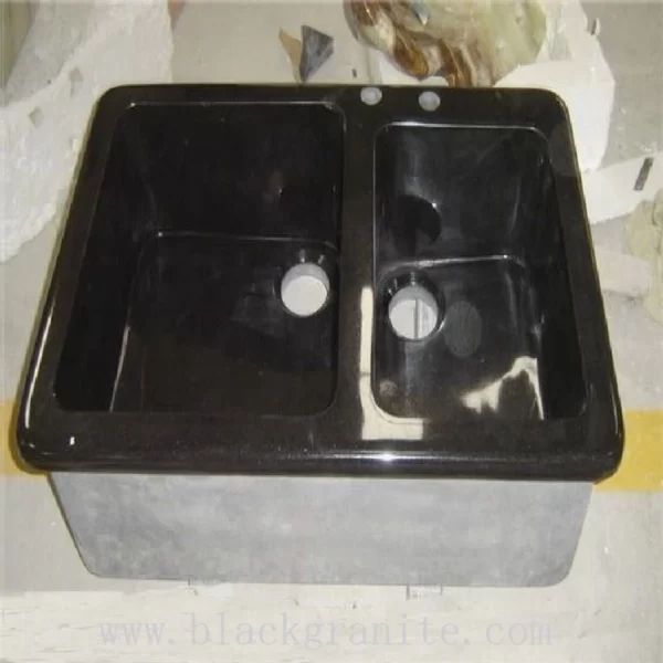 Black Granite Double Bowl Sink for Kitchen and Laundry