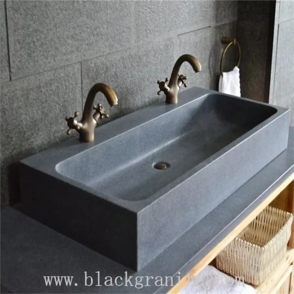 Black Granite Double Bowl Sink for Kitchen and Laundry