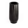 Black Granite Stone Memorial Vase With Flower Carving For Cemetery Graves