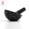 Black Natural Granite Mortar And Pestle Set Slip Scratch Resistant Bottom Polished Granite Spices Herbs Pesto Grinder