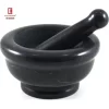 Black Natural Granite Mortar And Pestle Set Slip Scratch Resistant Bottom Polished Granite Spices Herbs Pesto Grinder