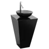 Black Stone Granite Marble Pedestal Sink Wash Basin