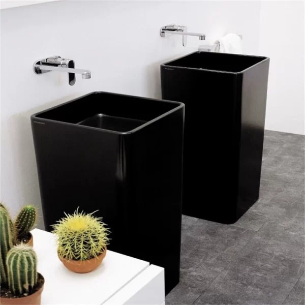 Black Stone Granite Marble Pedestal Sink Wash Basin