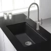 China Black Honed Granite Custom Sink For Kitchen