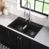 China Black Honed Granite Custom Sink For Kitchen