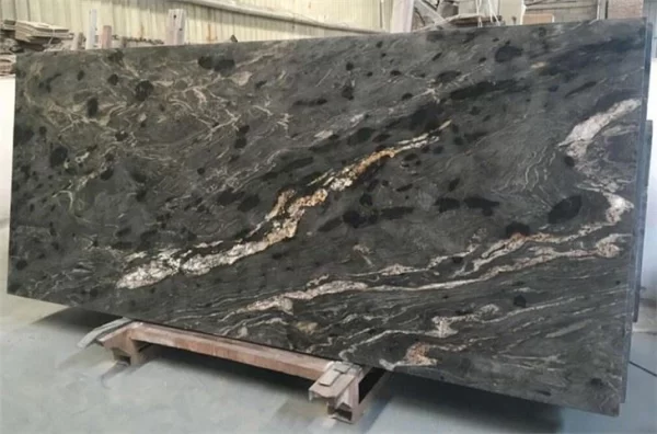 Cosmic Black Leather Granite Countertops