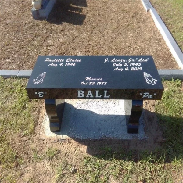 Custom Polished Black Memorial And Cremation Bench