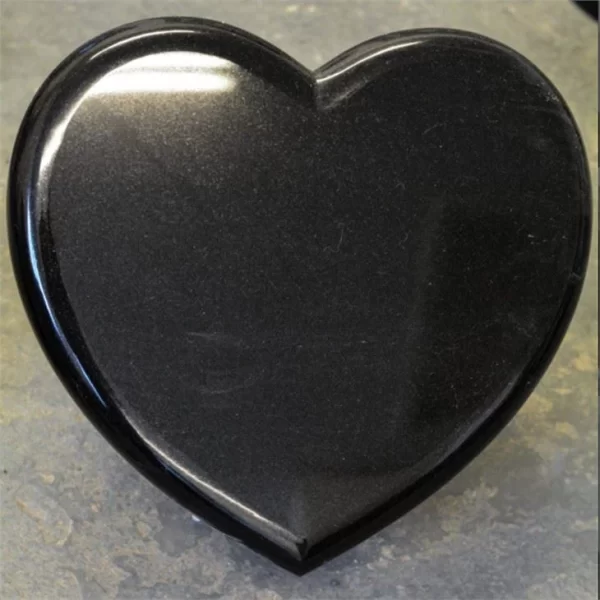 Engraved Memorial Grave Plaque Black Granite Heart Shaped Grave Plaque