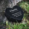 Engraved Memorial Grave Plaque Black Granite Heart Shaped Grave Plaque