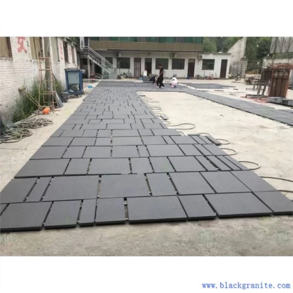 Flamed Surface Black Granite Tiles