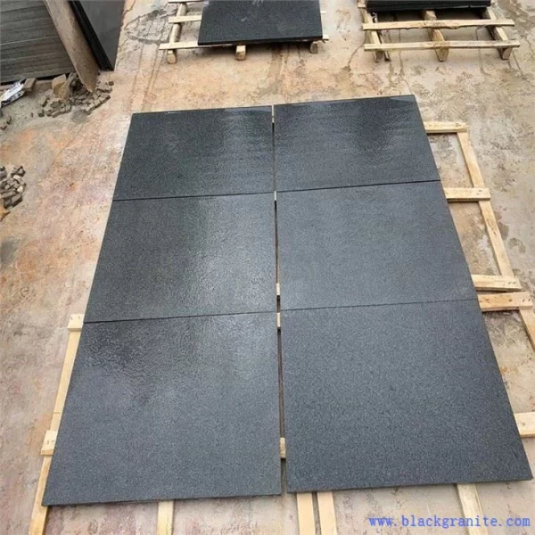 Flamed Surface Black Granite Tiles