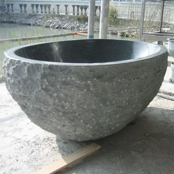 Freestanding Natural Black Granite Bathtub in Modern Design