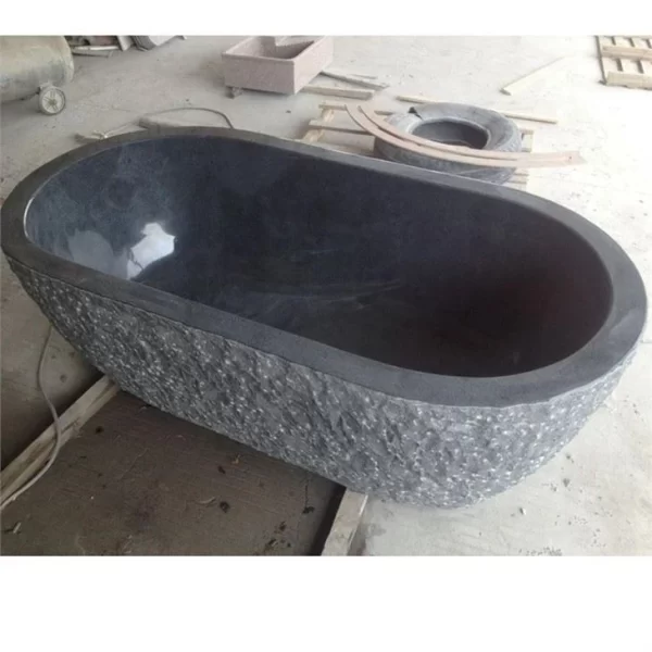 Freestanding Natural Black Granite Bathtub in Modern Design