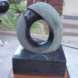 Hand Craved Black Granite Abstract Sculpture