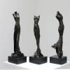 Hand Craved Black Granite Abstract Sculpture