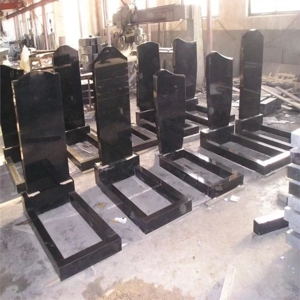 Indian Black Granite Laser Etched Headstone For Grave Monuments