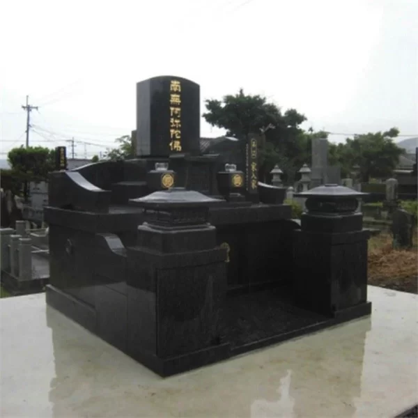 Japanese Style Black Granite Tombstone And Monuments