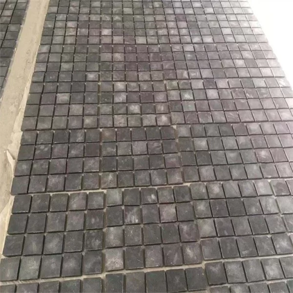 Natural Absolute Black Granite Cobble Stones On Mesh For Outdoor Pavers