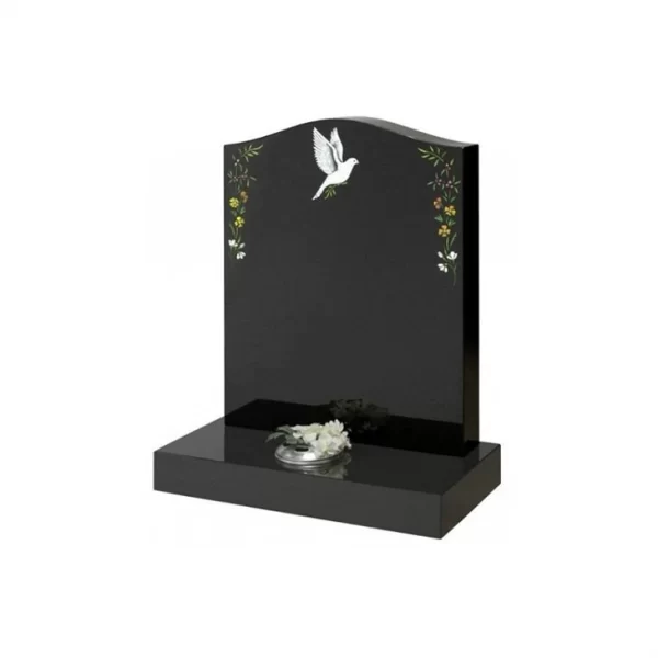 Natural Black Granite Headstone Gravestone Memorial Monuments With Various Shapes