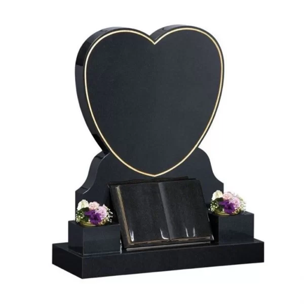 Natural Black Granite Headstone Gravestone Memorial Monuments With Various Shapes