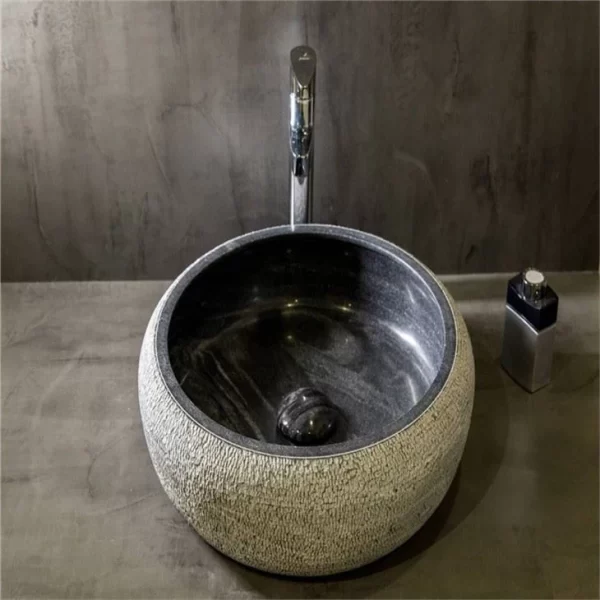 Natural Black Granite Stone Wash Basin Vessel Sinks