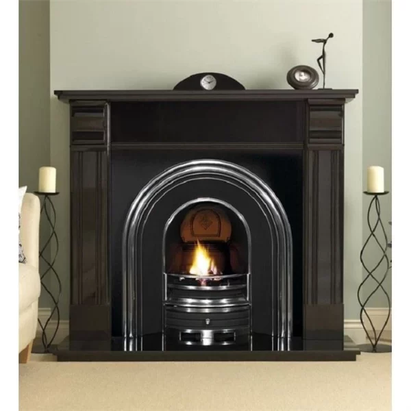 Natural Polished Black Granite Electric Fireplace For Keeping Warm