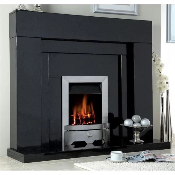 Natural Polished Black Granite Electric Fireplace For Keeping Warm