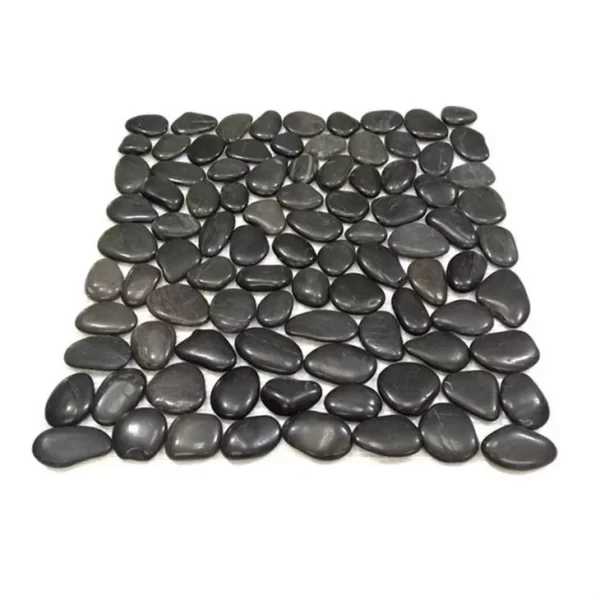 Natural Stone Pebble Mosaics Tiles In Black Stone For Floor