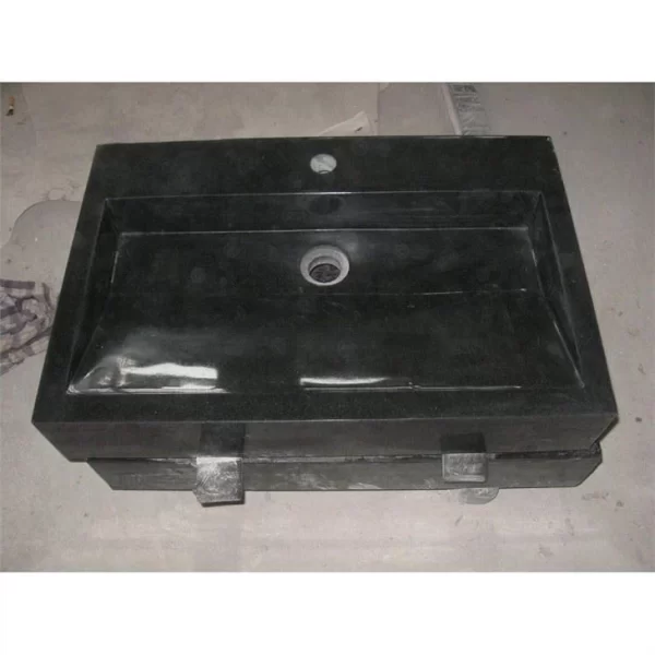 Polished Black Granite Single Bowl Farmhouse Sink