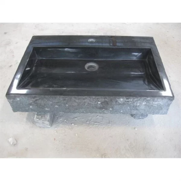 Polished Black Granite Single Bowl Farmhouse Sink