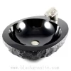 Polished Black Marble and Granite Stone Vessel Sink for Farmhouse