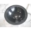 Rough Exterior And Polished Interior Round Black Granite Stone Vessel Sink