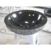 Rough Exterior And Polished Interior Round Black Granite Stone Vessel Sink