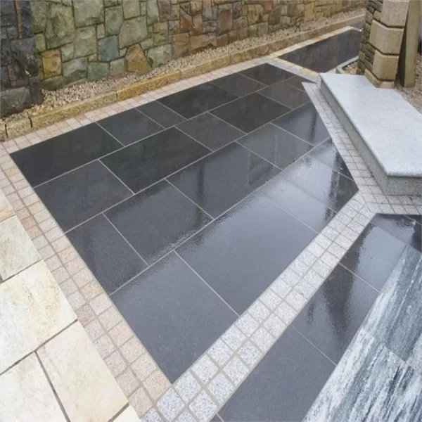 Sealing Flamed Black Granite Paving