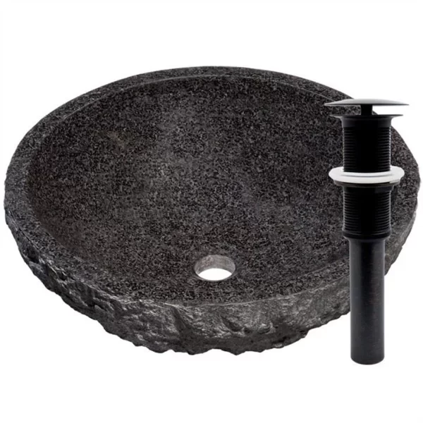 Stone Bathroom Bowl Sinks Vessel Basins Shampoo Sinks Granite Modern Black Round Basin