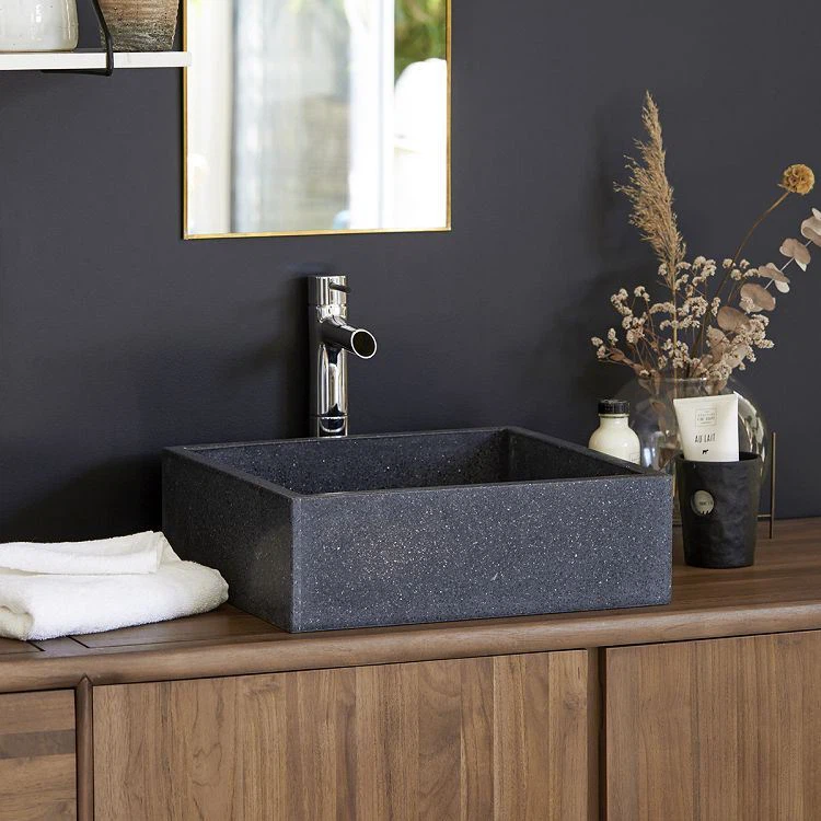 Black Honed Terrazzo Stylish Wash Basin For Bathroom With Various Shapes