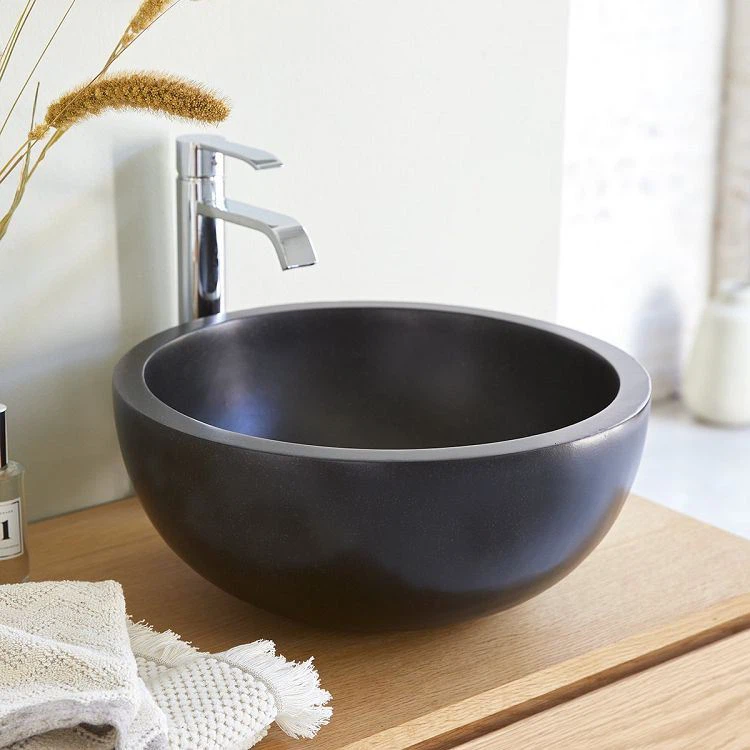 Black Honed Terrazzo Stylish Wash Basin For Bathroom With Various Shapes