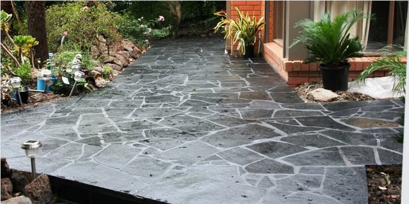 Black Limestone Tumbed Crazy Paving Flagstone Paver