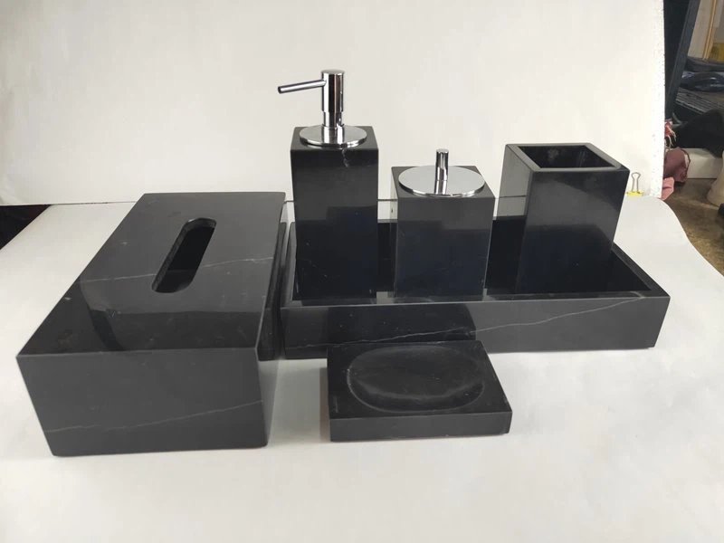 Black Marquina Bathroom Accessories Sets