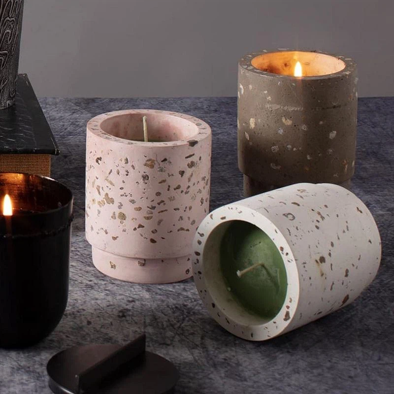 Black Terrazzo Scented Candle Holder Jar